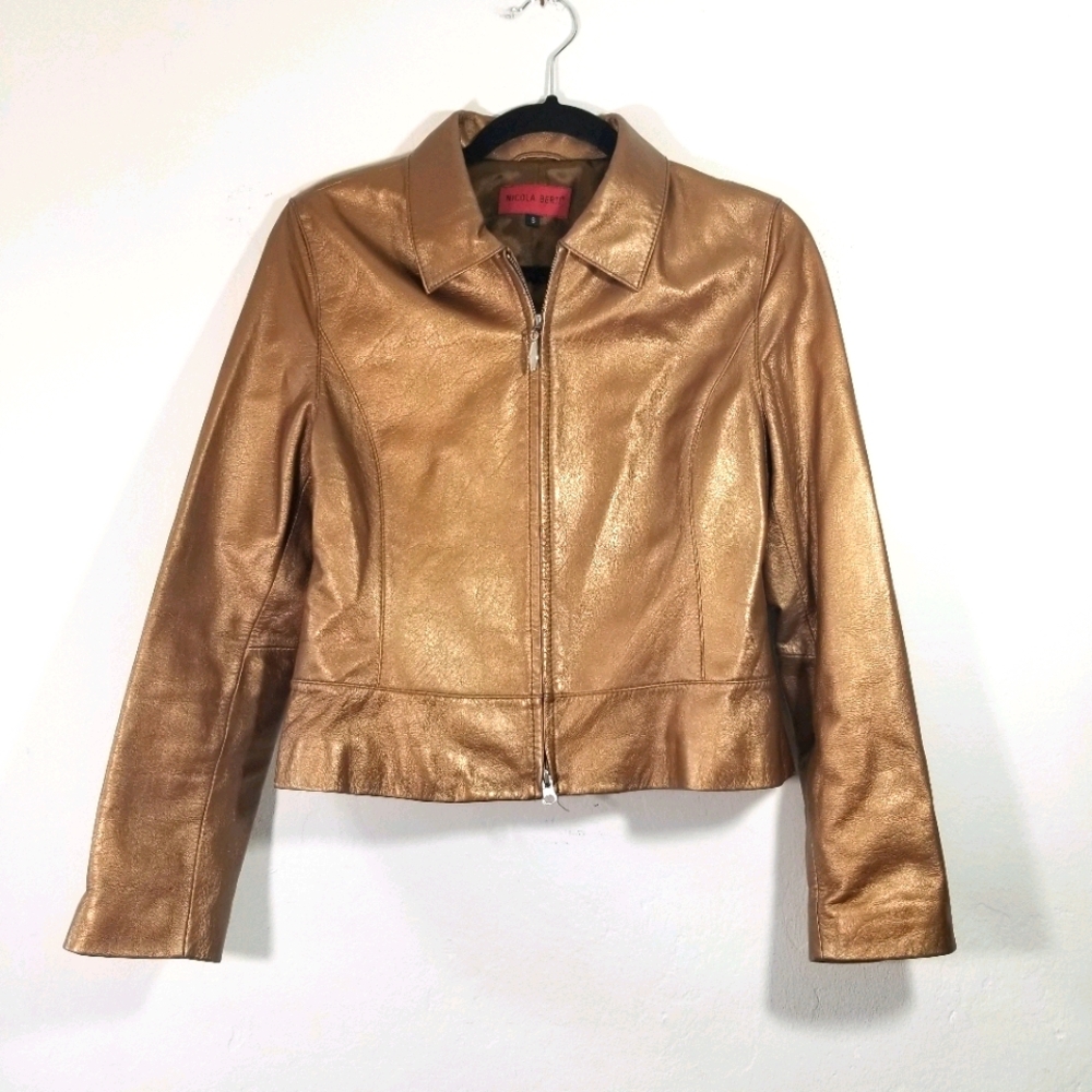 Nicola Berti Gold Italian Leather Jacket